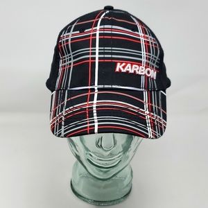 KARBON BLACK PLAID BASEBALL CAP TRUCKER HAT  ADJUSTABLE